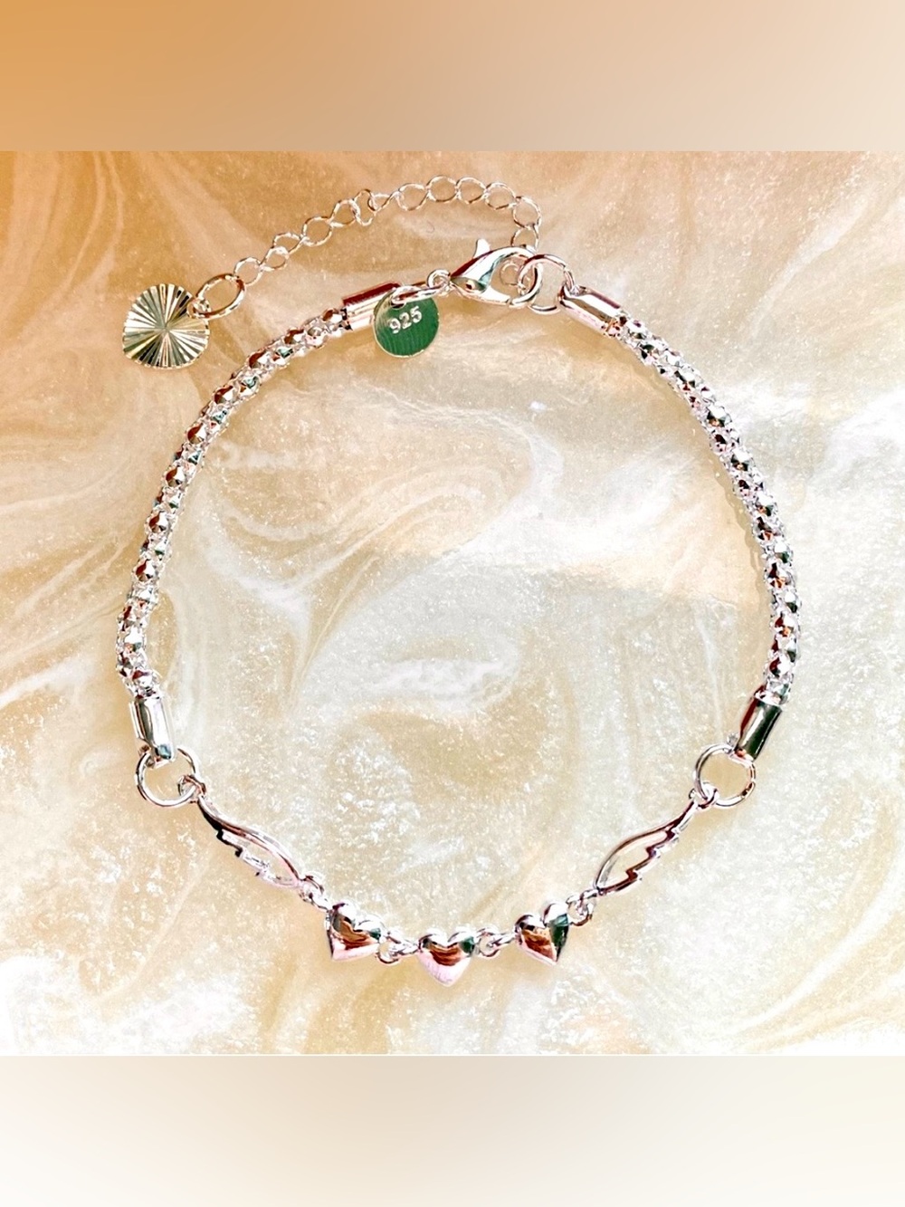 Silver Heart Link Bracelet